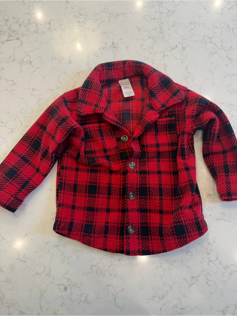 Carter's Red and Black Plaid Button-Down Shirt Jacket